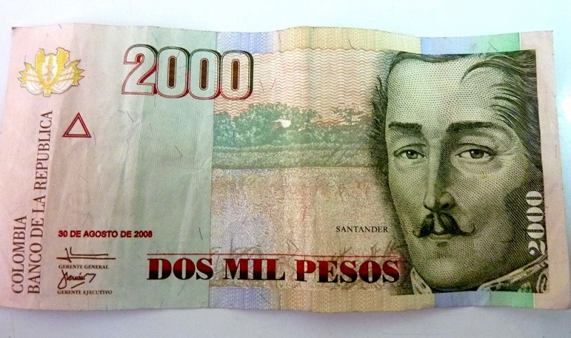 Billet 2 000 Pesos Colombien