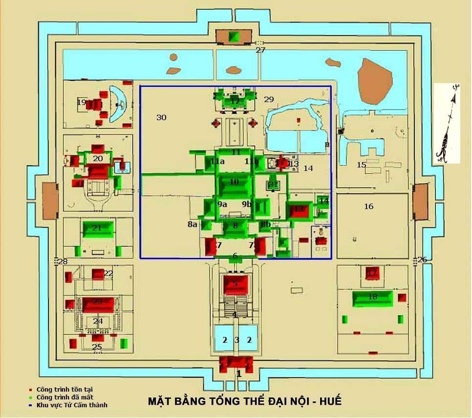 Plan cité impériale de Hué, Vietnam