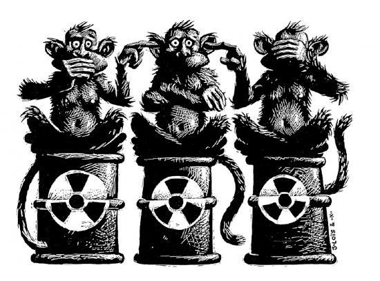 Les 3 singes sur déchets nucléaires